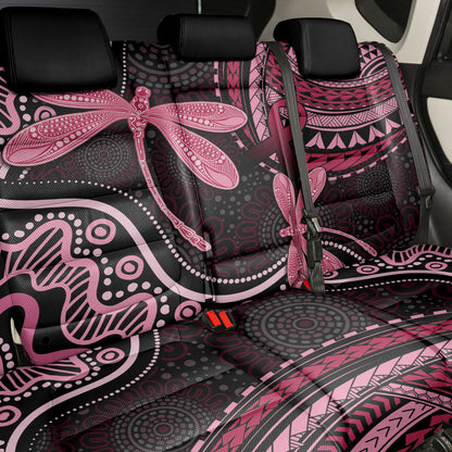 Australia Indigenous Mix Polynesian Back Car Seat Cover Pink Ribbon and Dragonflies