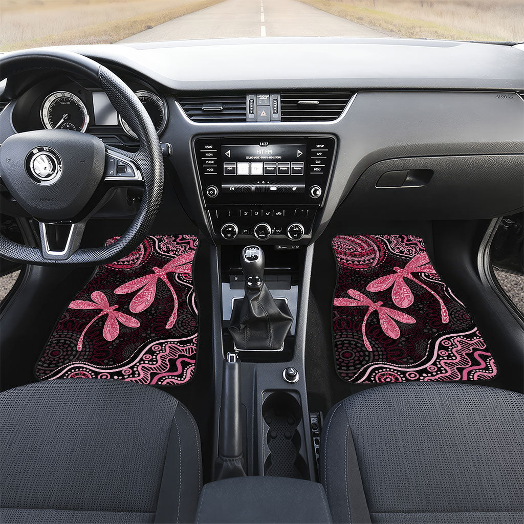 Australia Indigenous Mix Polynesian Car Mats Pink Ribbon and Dragonflies