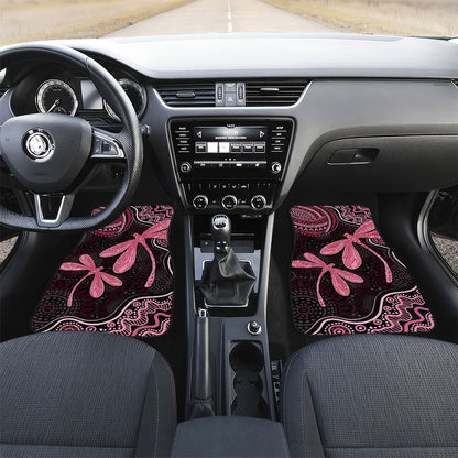 Australia Indigenous Mix Polynesian Car Mats Pink Ribbon and Dragonflies