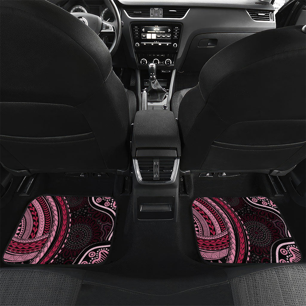 Australia Indigenous Mix Polynesian Car Mats Pink Ribbon and Dragonflies