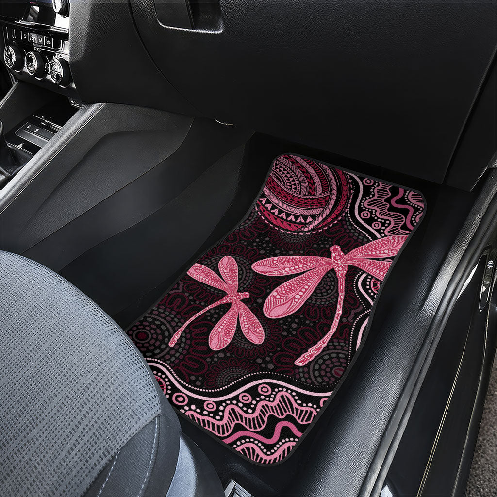 Australia Indigenous Mix Polynesian Car Mats Pink Ribbon and Dragonflies