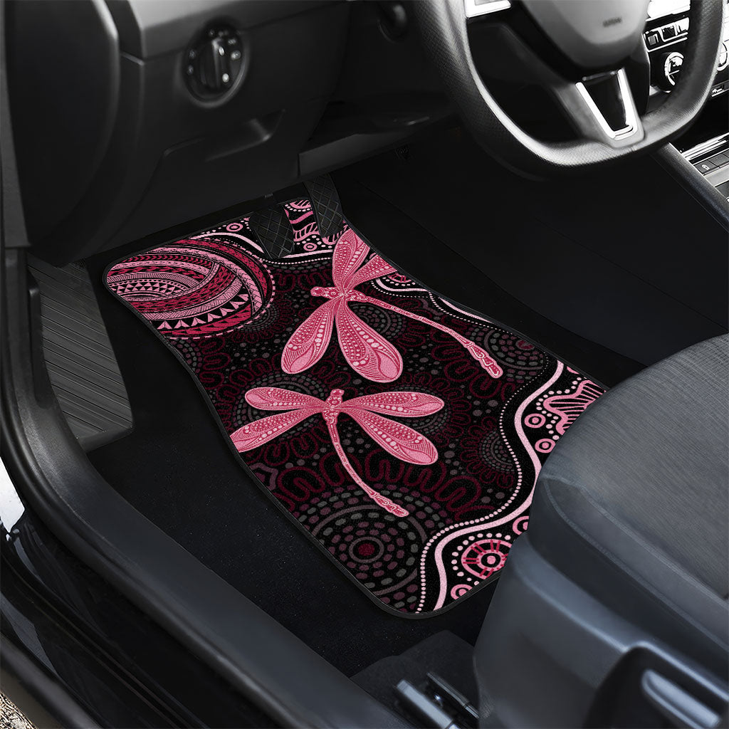Australia Indigenous Mix Polynesian Car Mats Pink Ribbon and Dragonflies