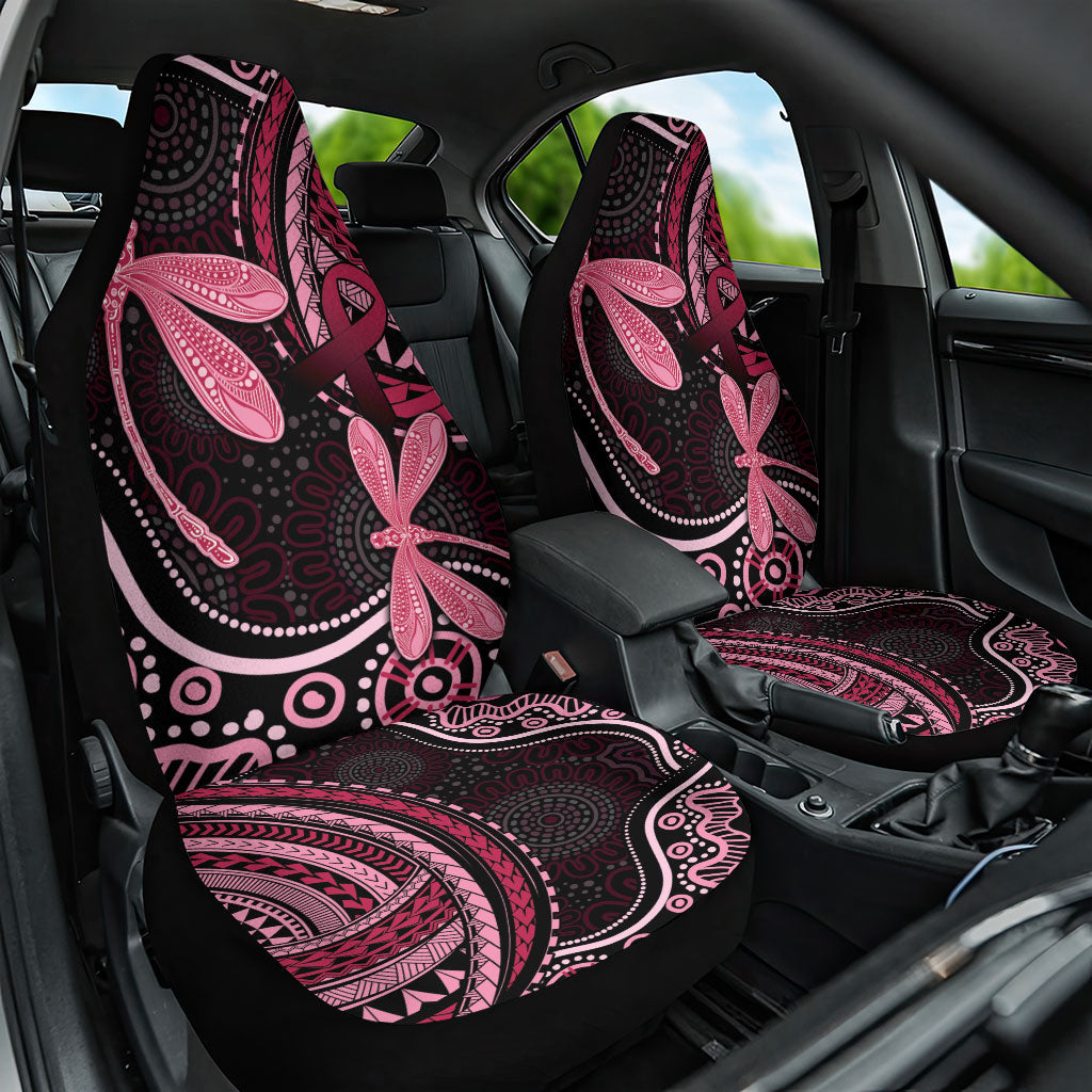 Australia Indigenous Mix Polynesian Car Seat Cover Pink Ribbon and Dragonflies