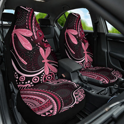 Australia Indigenous Mix Polynesian Car Seat Cover Pink Ribbon and Dragonflies