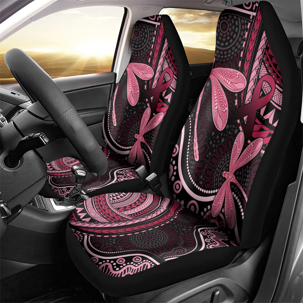 Australia Indigenous Mix Polynesian Car Seat Cover Pink Ribbon and Dragonflies