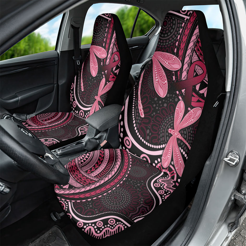 Australia Indigenous Mix Polynesian Car Seat Cover Pink Ribbon and Dragonflies