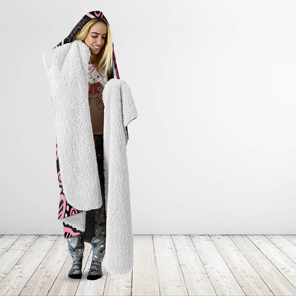 Australia Indigenous Mix Polynesian Hooded Blanket Pink Ribbon and Dragonflies