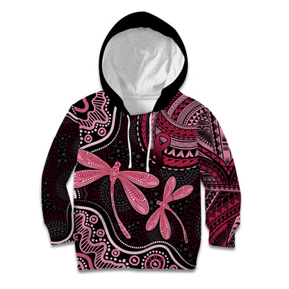 Australia Indigenous Mix Polynesian Kid Hoodie Pink Ribbon and Dragonflies
