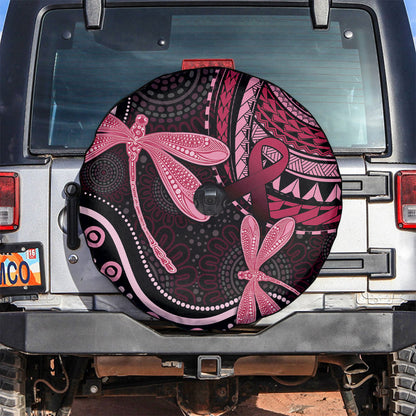 Australia Indigenous Mix Polynesian Spare Tire Cover Pink Ribbon and Dragonflies