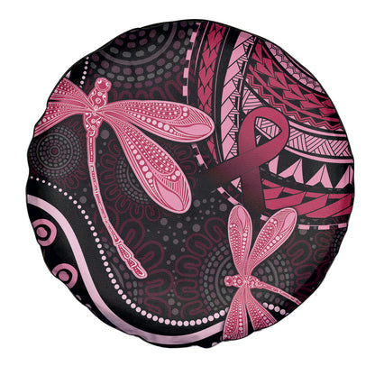 Australia Indigenous Mix Polynesian Spare Tire Cover Pink Ribbon and Dragonflies