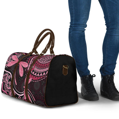 Australia Indigenous Mix Polynesian Travel Bag Pink Ribbon and Dragonflies