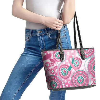 Hereditary Breast Cancer Prevention Australia Indigenous Leather Tote Bag Previvor