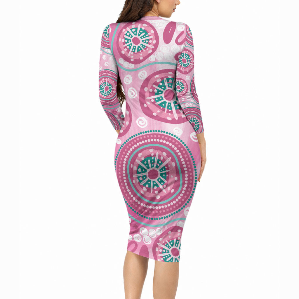 Hereditary Breast Cancer Prevention Australia Indigenous Long Sleeve Bodycon Dress Previvor