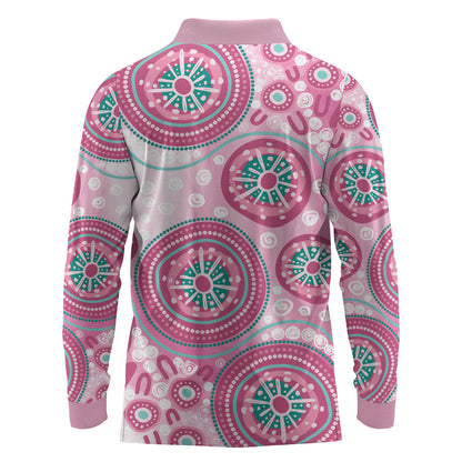 Hereditary Breast Cancer Prevention Australia Indigenous Long Sleeve Polo Shirt Previvor