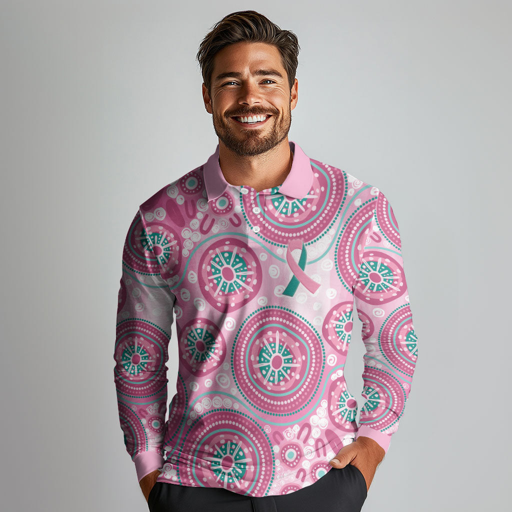 Hereditary Breast Cancer Prevention Australia Indigenous Long Sleeve Polo Shirt Previvor