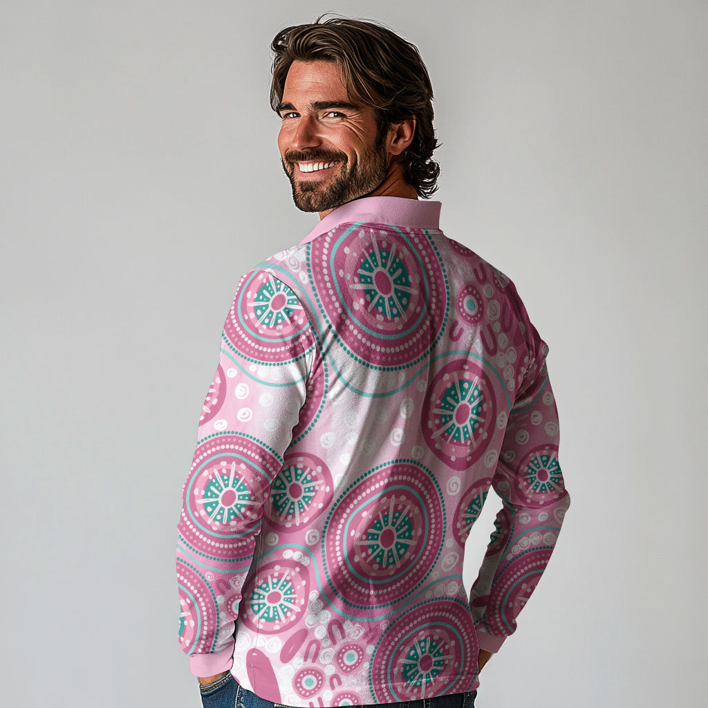 Hereditary Breast Cancer Prevention Australia Indigenous Long Sleeve Polo Shirt Previvor