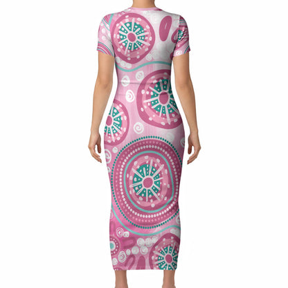 Hereditary Breast Cancer Prevention Australia Indigenous Short Sleeve Bodycon Dress Previvor
