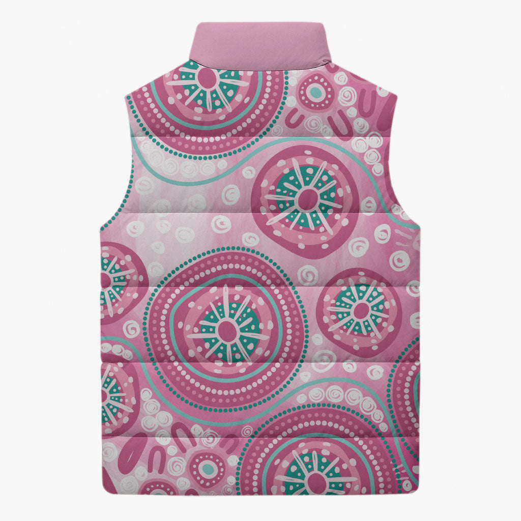Hereditary Breast Cancer Prevention Australia Indigenous Sleeveless Puffer Jacket Previvor