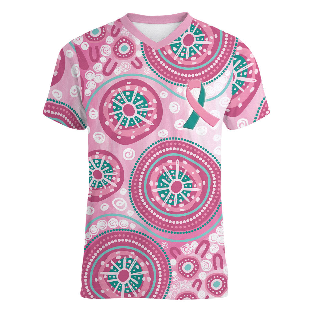 Hereditary Breast Cancer Prevention Australia Indigenous Women V-Neck T-Shirt Previvor