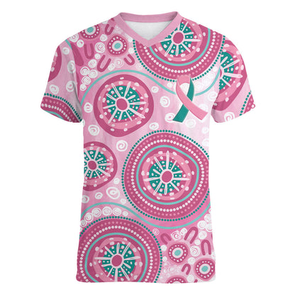 Hereditary Breast Cancer Prevention Australia Indigenous Women V-Neck T-Shirt Previvor