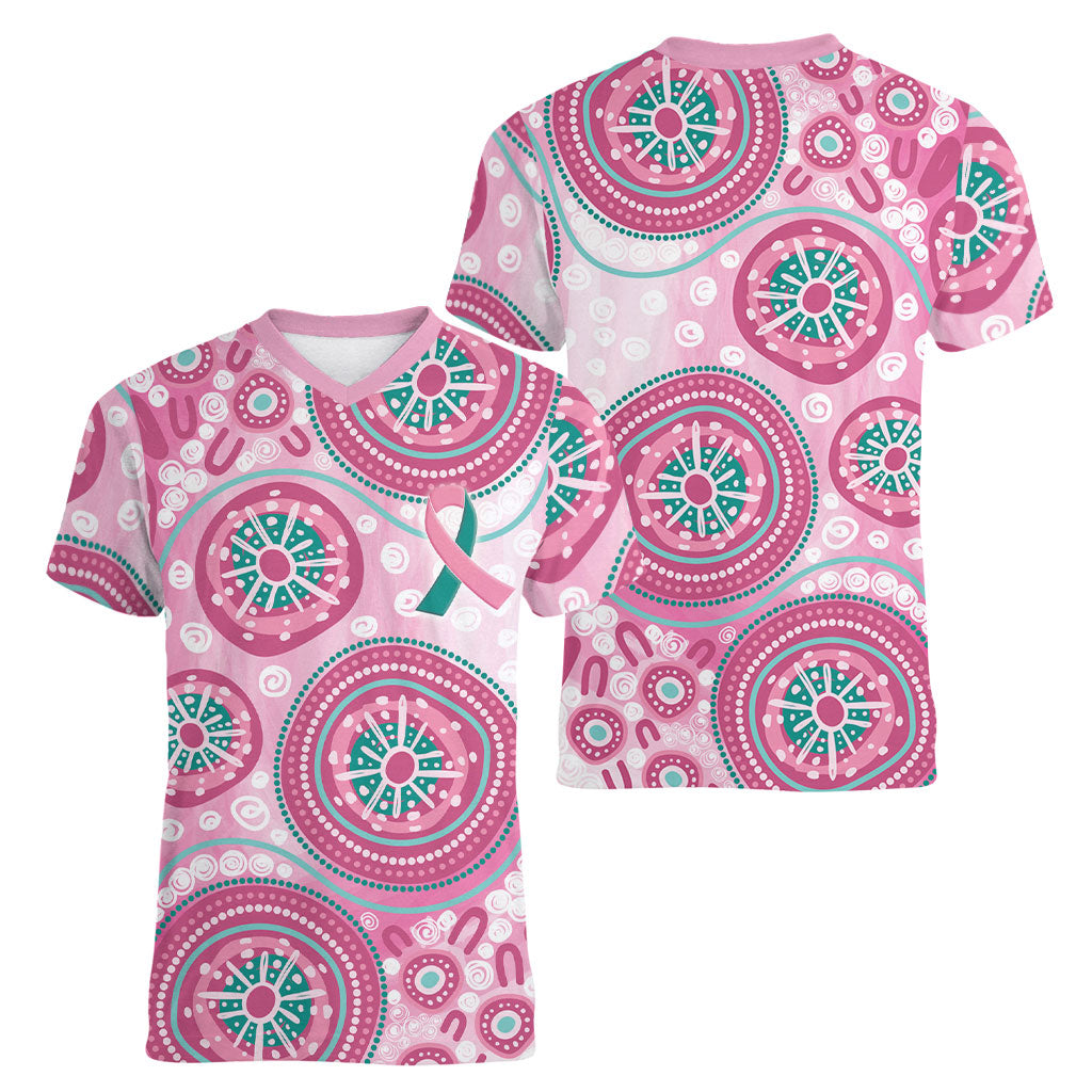 Hereditary Breast Cancer Prevention Australia Indigenous Women V-Neck T-Shirt Previvor