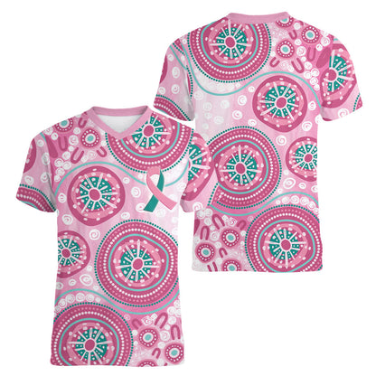 Hereditary Breast Cancer Prevention Australia Indigenous Women V-Neck T-Shirt Previvor