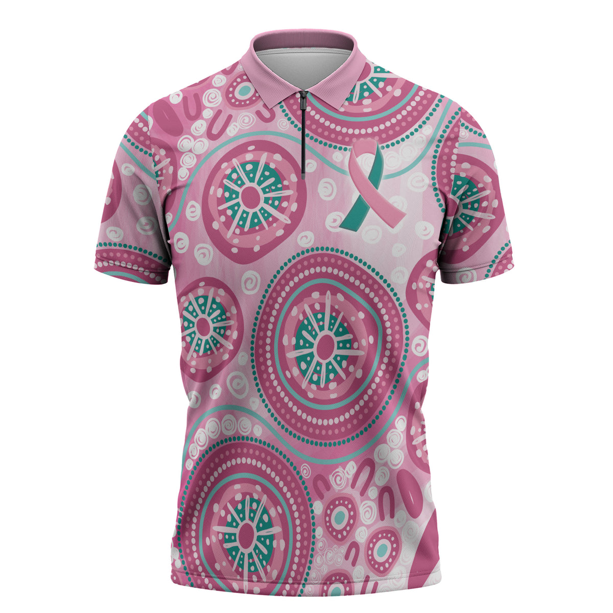 Hereditary Breast Cancer Prevention Australia Indigenous Zipper Polo Shirt Previvor