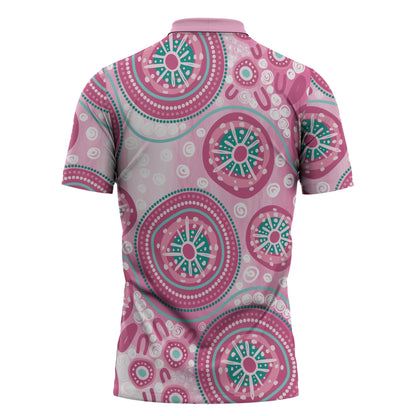 Hereditary Breast Cancer Prevention Australia Indigenous Zipper Polo Shirt Previvor