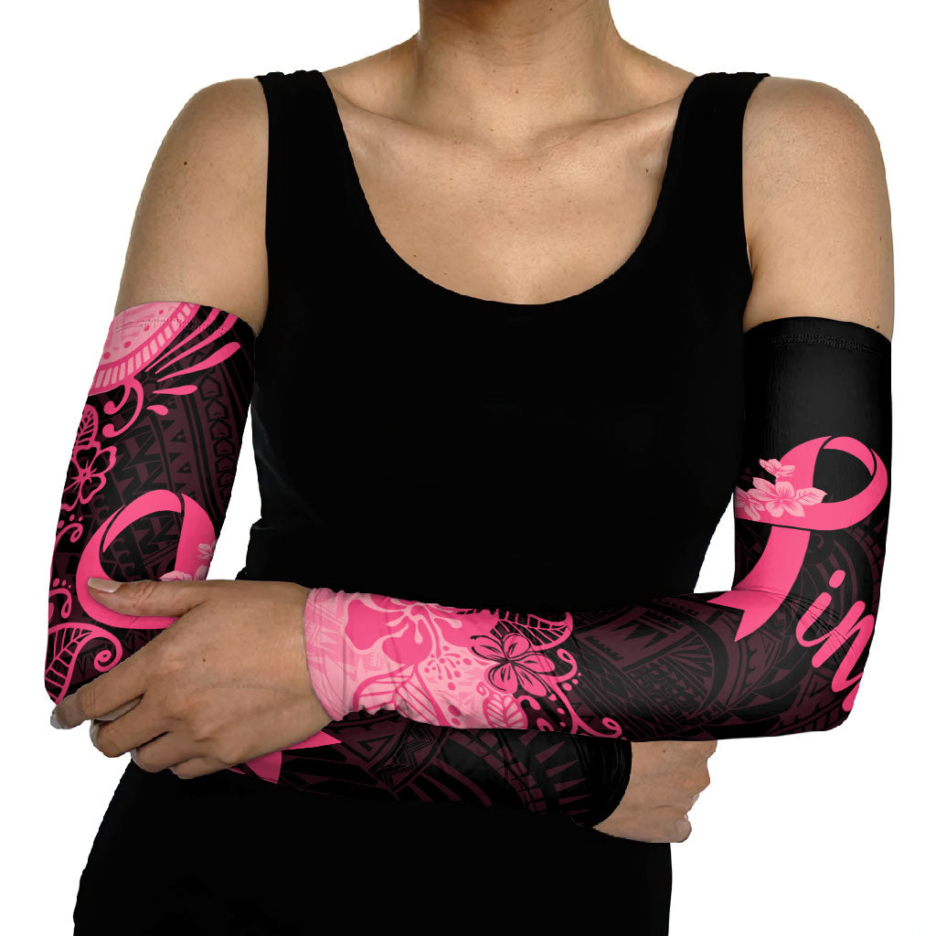 Polynesian Arm Sleeves Plumeria Breast Cancer Survivor Ribbon Pink