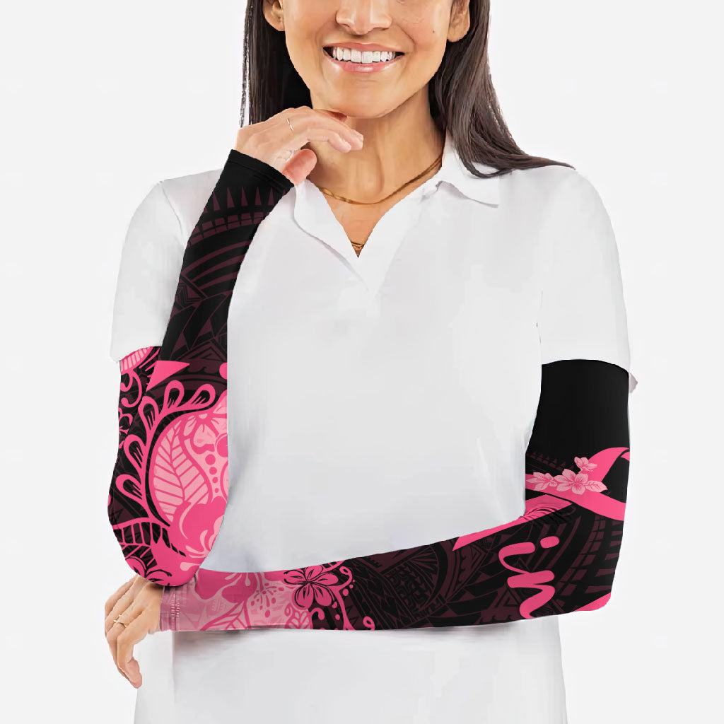 Polynesian Arm Sleeves Plumeria Breast Cancer Survivor Ribbon Pink