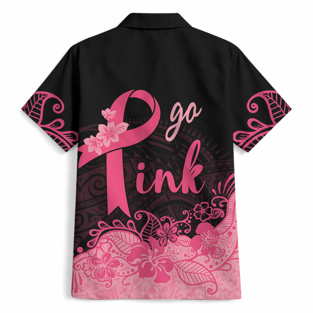 Polynesian Hawaiian Shirt Plumeria Breast Cancer Survivor Ribbon Pink
