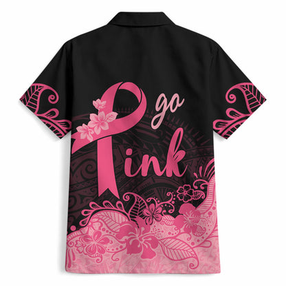 Polynesian Hawaiian Shirt Plumeria Breast Cancer Survivor Ribbon Pink
