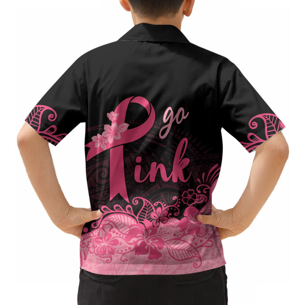 Polynesian Hawaiian Shirt Plumeria Breast Cancer Survivor Ribbon Pink