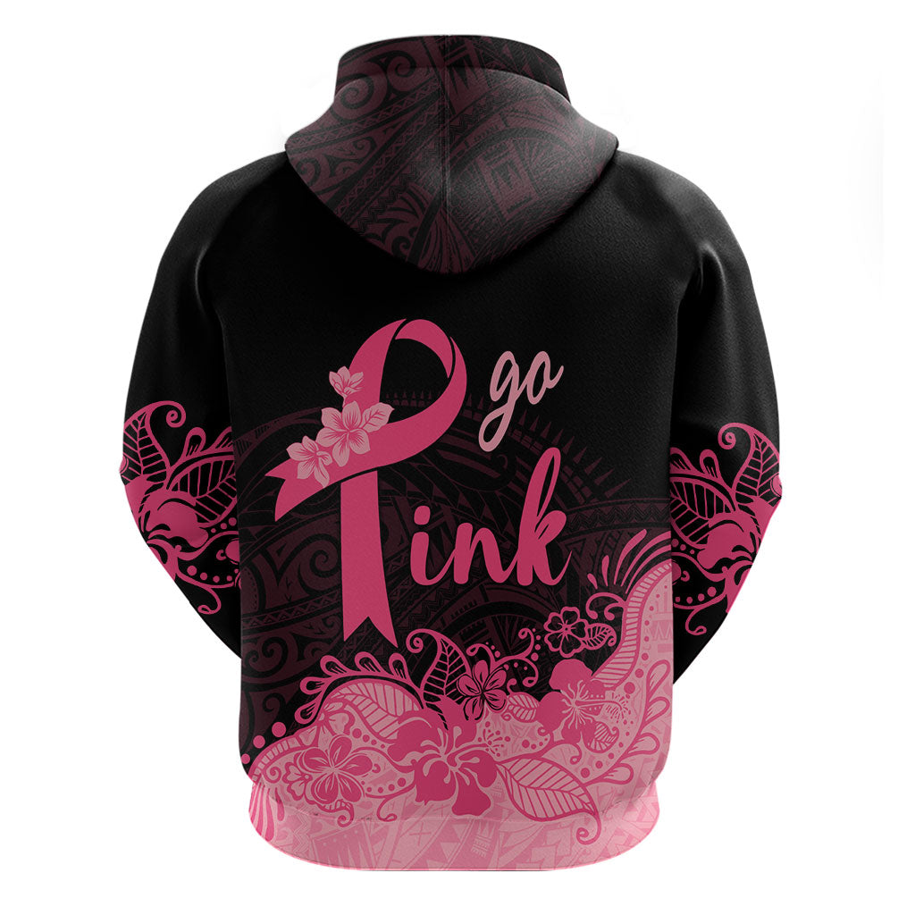 Polynesian Hoodie Plumeria Breast Cancer Survivor Ribbon Pink