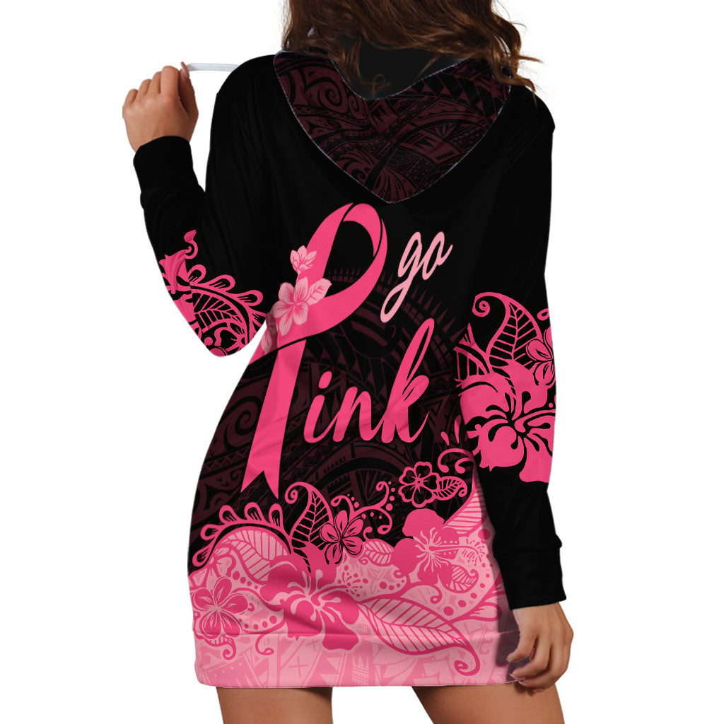 Polynesian Hoodie Dress Plumeria Breast Cancer Survivor Ribbon Pink