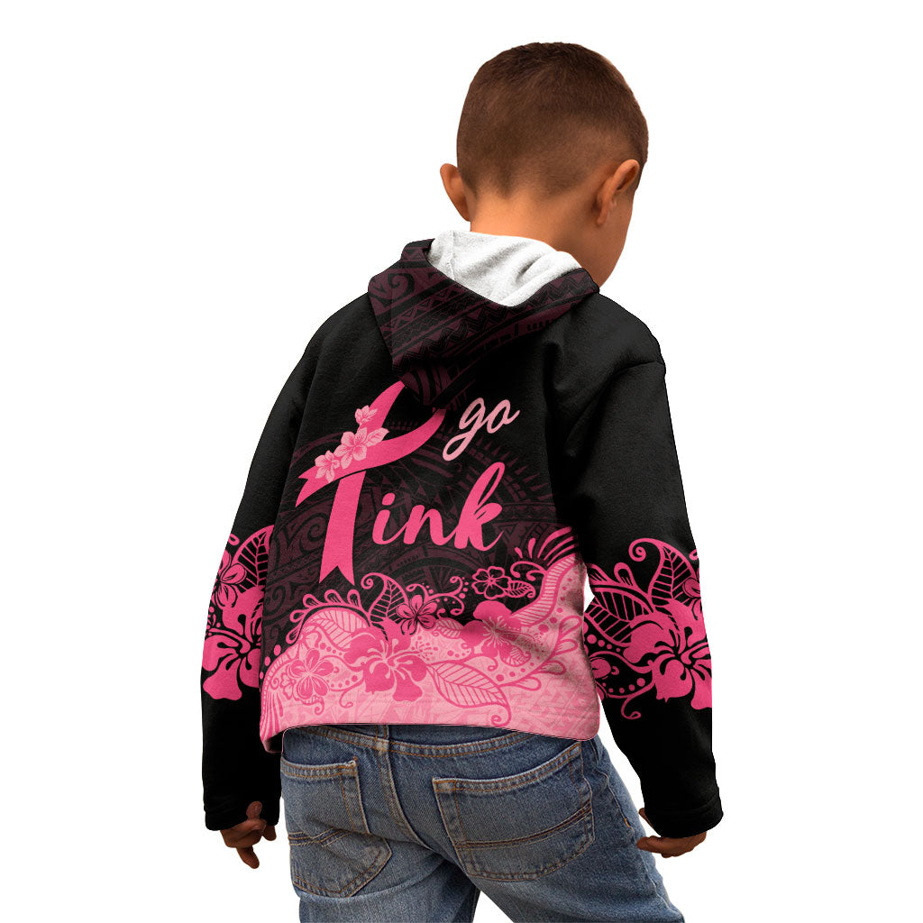 Polynesian Kid Hoodie Plumeria Breast Cancer Survivor Ribbon Pink