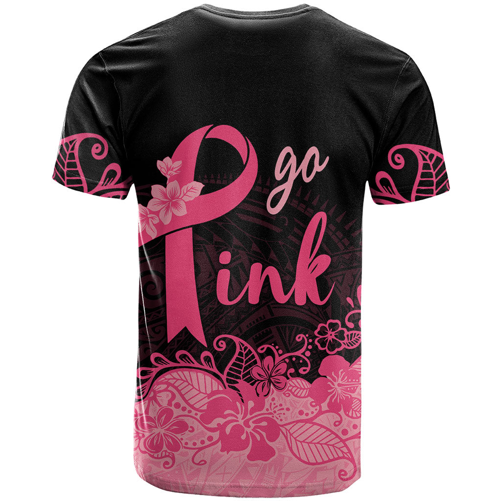 Polynesian T Shirt Plumeria Breast Cancer Survivor Ribbon Pink