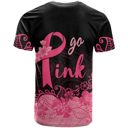 Polynesian T Shirt Plumeria Breast Cancer Survivor Ribbon Pink