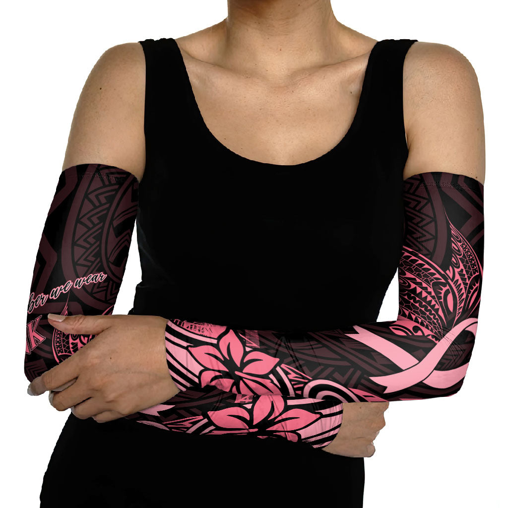 Polynesian Arm Sleeves Breast Cancer Ribbon Butterfly Mix Plumeria Curves Pink