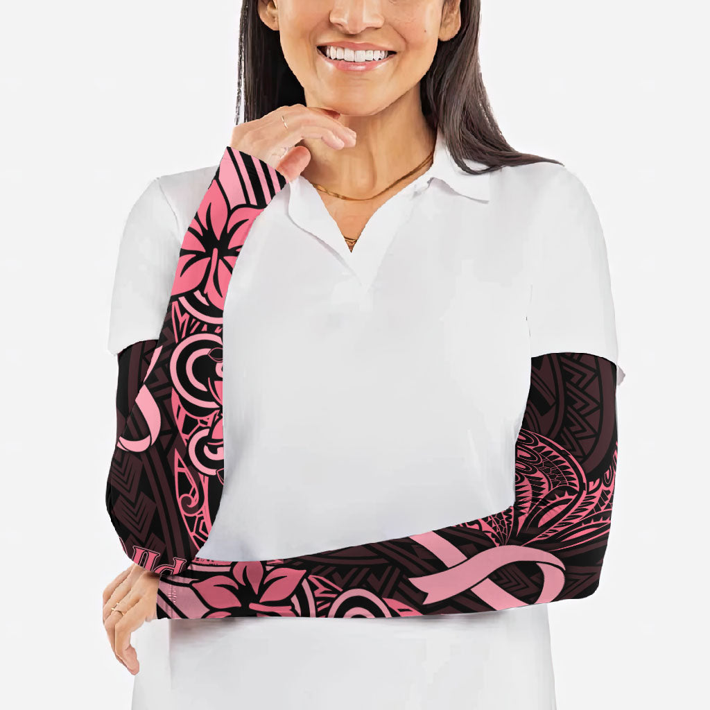 Polynesian Arm Sleeves Breast Cancer Ribbon Butterfly Mix Plumeria Curves Pink