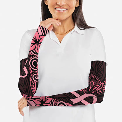Polynesian Arm Sleeves Breast Cancer Ribbon Butterfly Mix Plumeria Curves Pink