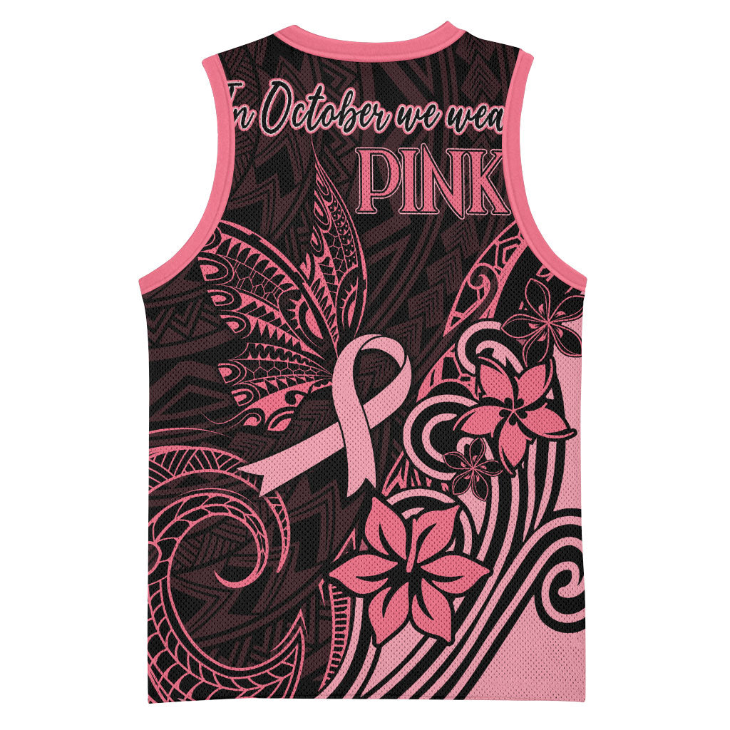 Polynesian Basketball Jersey Breast Cancer Ribbon Butterfly Mix Plumeria Curves Pink