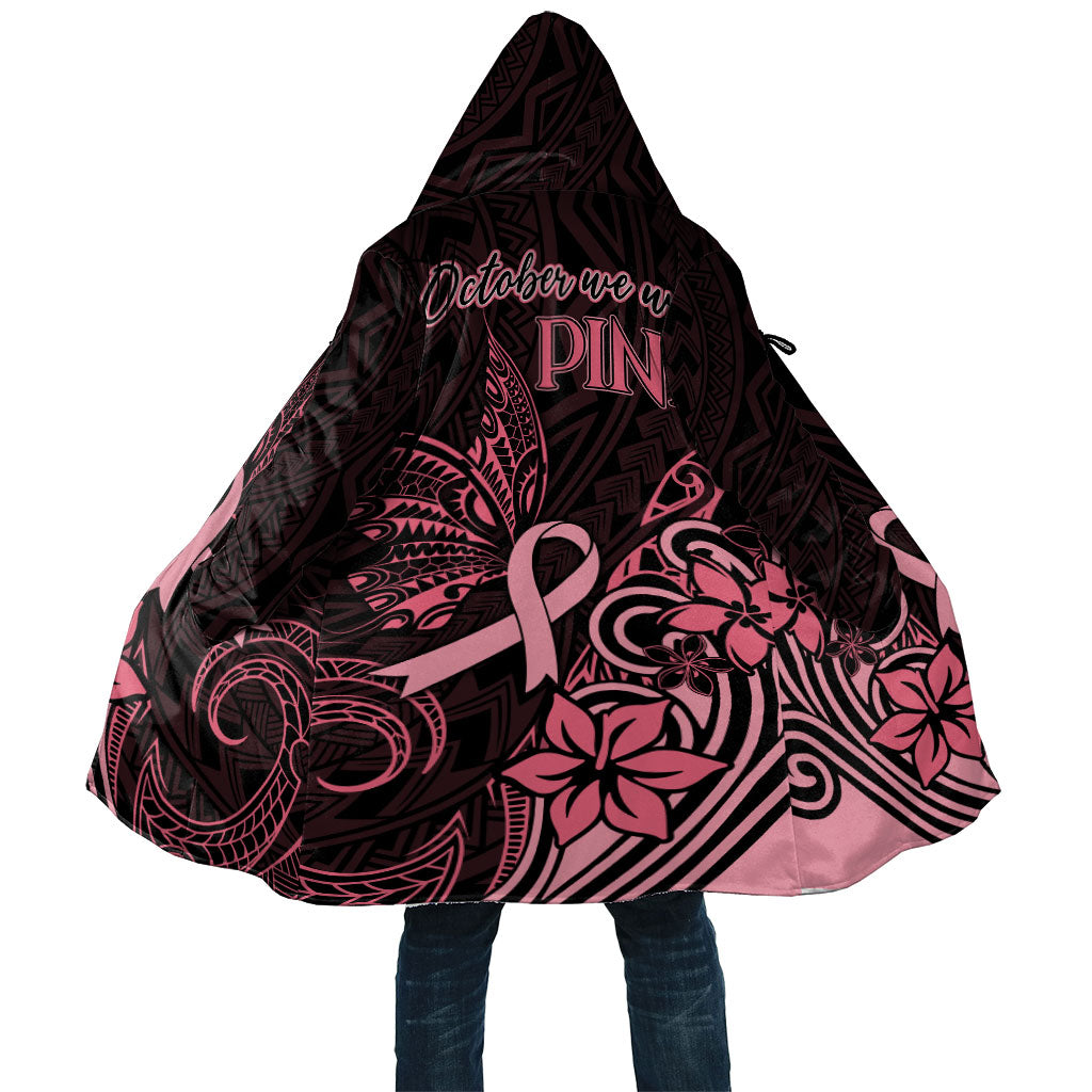 Polynesian Cloak Breast Cancer Ribbon Butterfly Mix Plumeria Curves Pink