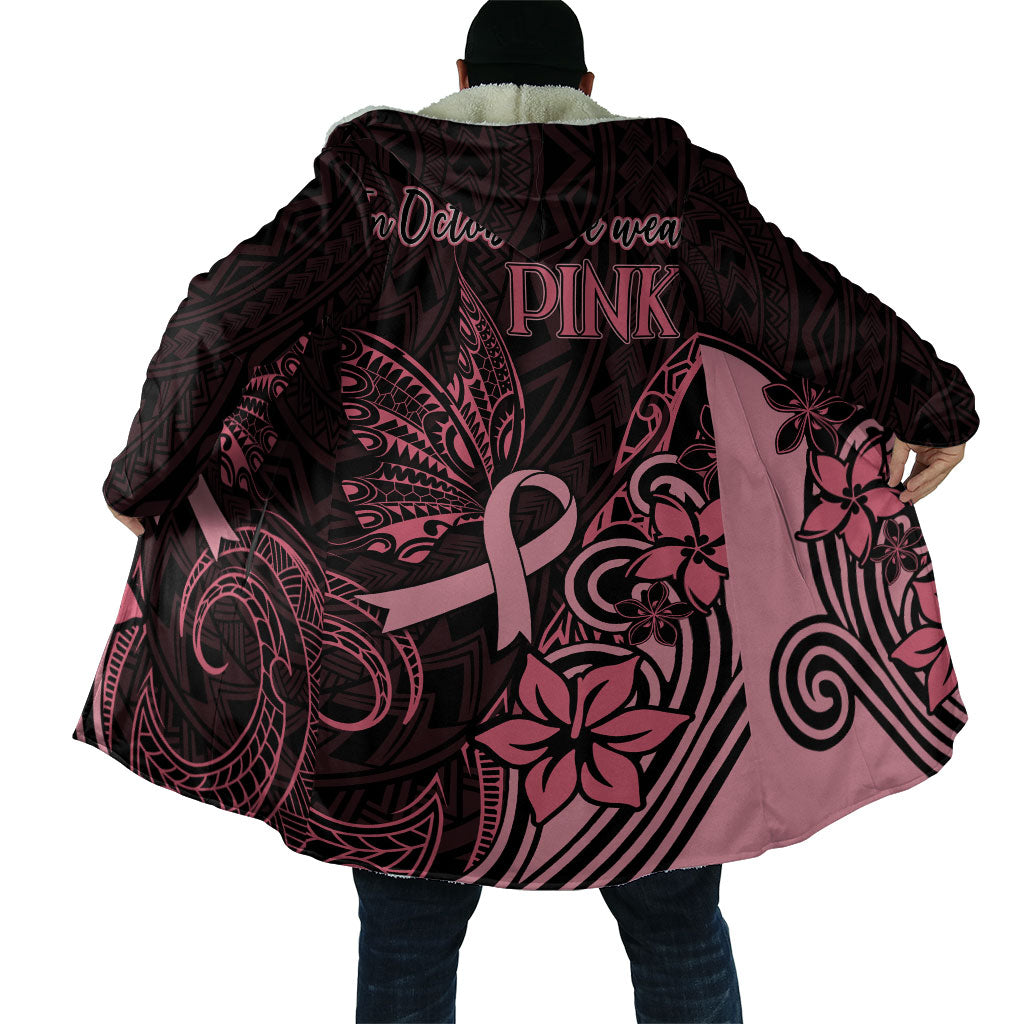 Polynesian Cloak Breast Cancer Ribbon Butterfly Mix Plumeria Curves Pink
