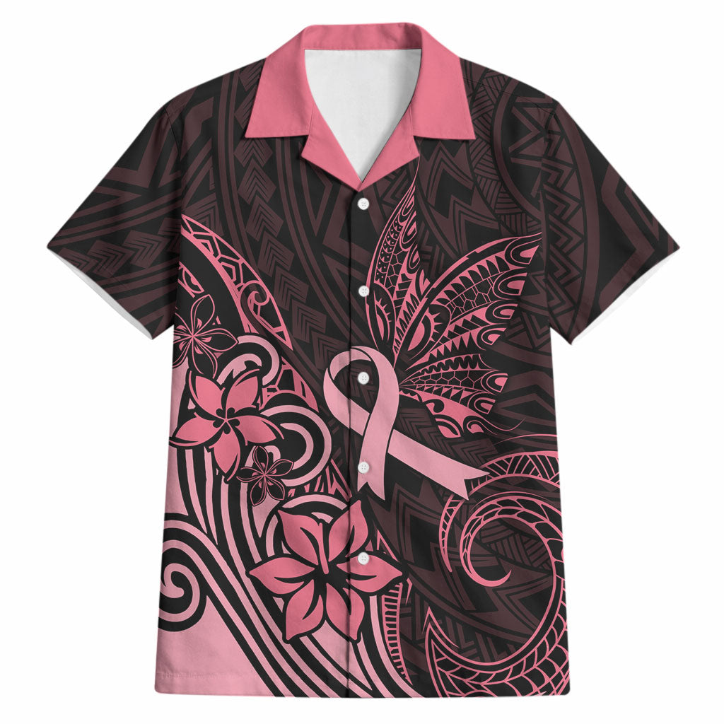 Polynesian Hawaiian Shirt Breast Cancer Ribbon Butterfly Mix Plumeria Curves Pink
