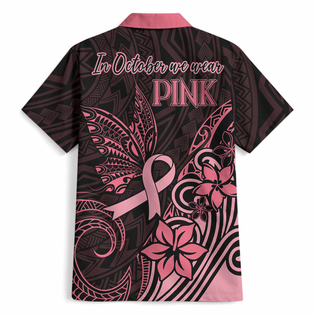Polynesian Hawaiian Shirt Breast Cancer Ribbon Butterfly Mix Plumeria Curves Pink
