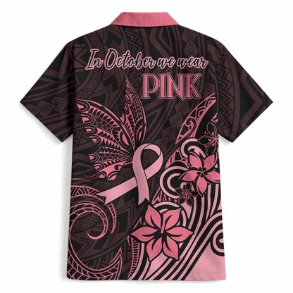 Polynesian Hawaiian Shirt Breast Cancer Ribbon Butterfly Mix Plumeria Curves Pink