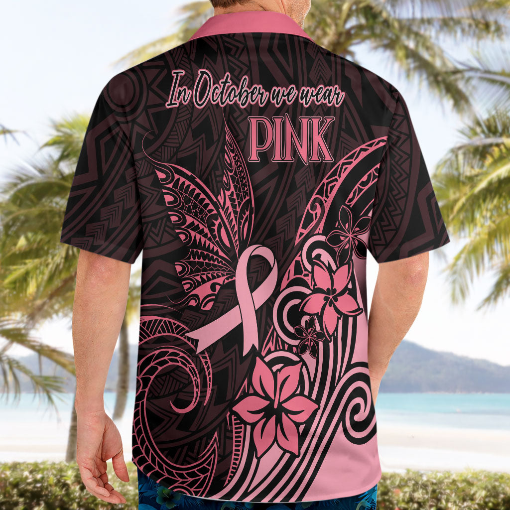 Polynesian Hawaiian Shirt Breast Cancer Ribbon Butterfly Mix Plumeria Curves Pink