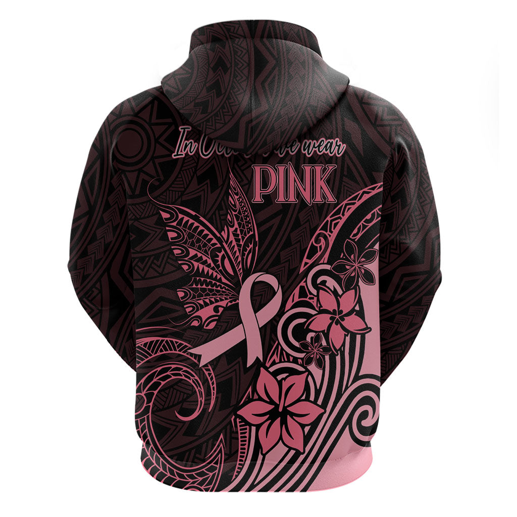 Polynesian Hoodie Breast Cancer Ribbon Butterfly Mix Plumeria Curves Pink
