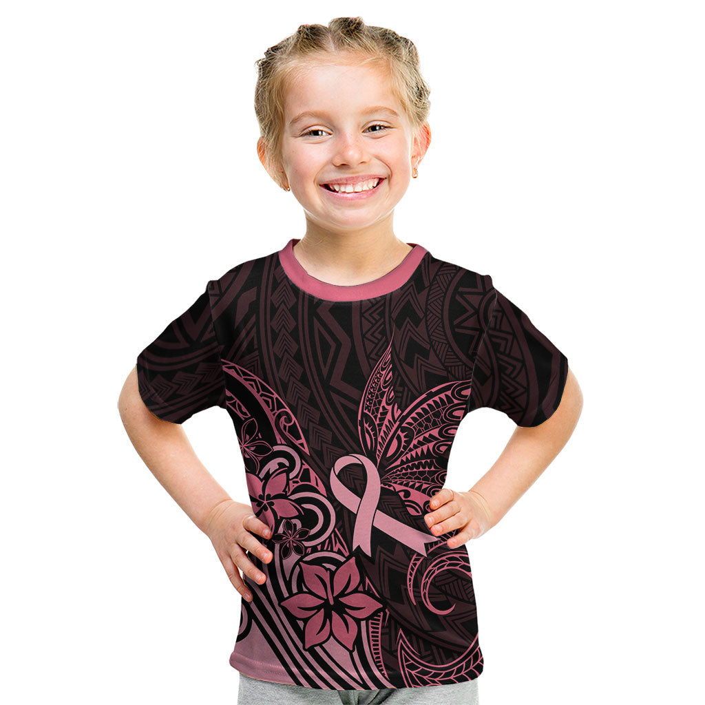 Polynesian Kid T Shirt Breast Cancer Ribbon Butterfly Mix Plumeria Curves Pink